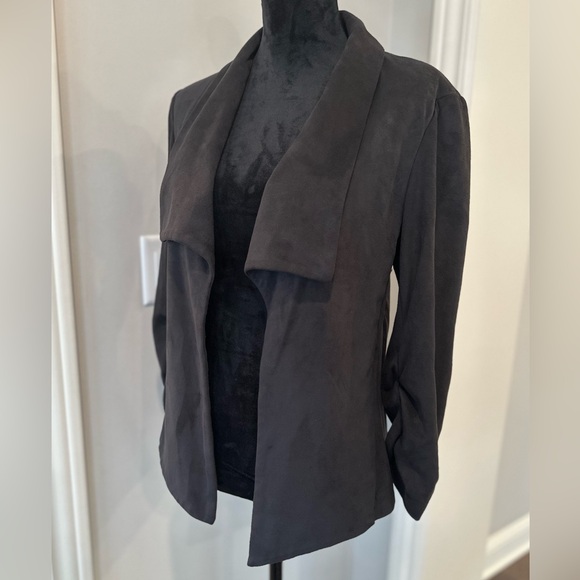 CHELSEA & THEODORE Faux Suede Open Jacket Women Medium Black - Picture 3 of 8